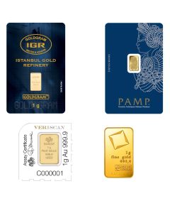 1 Gram Gold Bar - Random Design