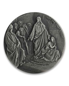2019 2 oz Cast the First Stone Silver Coin - Biblical Series