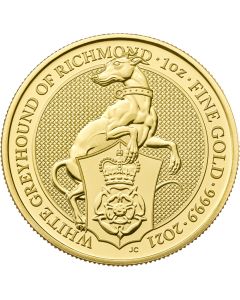2021 1 oz Queen's Beasts White Greyhound of Richmond Gold Coin