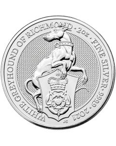 2021 2 oz Queen's Beasts White Greyhound of Richmond Silver Coin