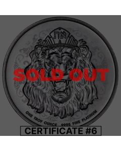 2021 1 oz Roaring Lion Reverse Proof Platinum Coin | COA #6