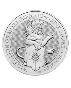 2021 10 oz Queen's Beasts White Lion of Mortimer Silver Coin