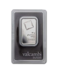 Valcambi Platinum Bar In Assay Card 50 Gram
