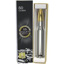 10 oz Silver Bullion Bullet .50 Caliber Replica (Gold & Rhodium Plated)