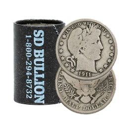 $10 Face - 90% Silver Barber Half Dollars - G
