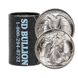 90% US Walking Liberty Silver Half Dollars  ($10 Face) - AU/XF