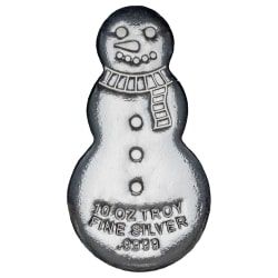 10 oz SD Snowman Cast Silver Bar - Free Shipping Above $199