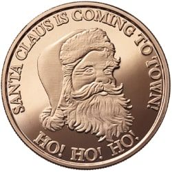 1 oz Christmas Santa Copper Round - Lowest Prices Online