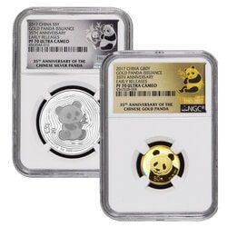 2017 35th Anniversary Chinese Panda PF-70 Early Releases - 15g Silver and 5g Gold Proof Set