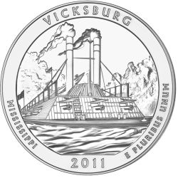 2011 Vicksburg 5 oz Burnished Silver Coin - America The Beautiful