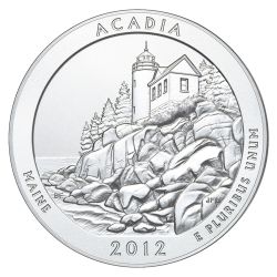 2012 Acadia 5 oz Burnished Silver Coin - America The Beautiful