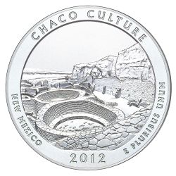 2012 Chaco Culture 5 oz Burnished Silver Coin - America The Beautiful