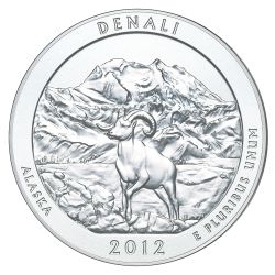 2012 Denali 5 oz Burnished Silver Coin - America The Beautiful