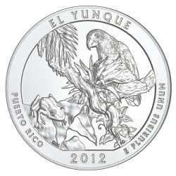 2012 El Yunque 5 oz Burnished Silver Coin - America The Beautiful