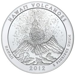 2012 Hawai'i Volcanoes 5 oz Burnished Silver Coin - America The Beautiful