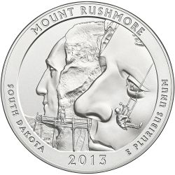 2013 Mount Rushmore 5 oz Burnished Silver Coin - America The Beautiful