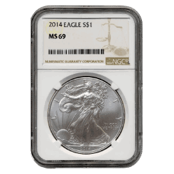 2014 NGC MS-69 American Silver Eagle Coin (Brown Label)
