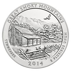 2014 Silver 5 oz Great Smoky Mountain America The Beautiful