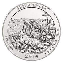2014 Silver 5 oz ATB Shenandoah America The Beautiful