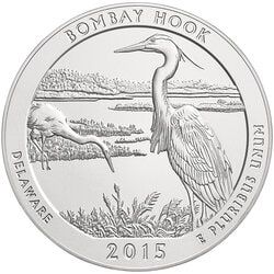 2015 Bombay Hook 5 oz Burnished Silver Coin - America The Beautiful