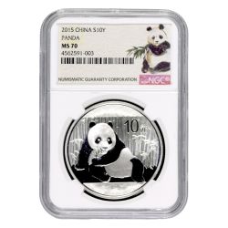 2015 NGC MS-70 Chinese Silver Panda - Ink Brush Label