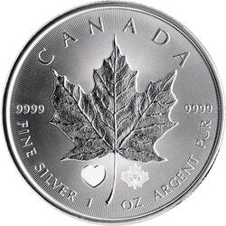 2015 1 oz Canadian Silver Maple Leaf Coin - Heart Privy