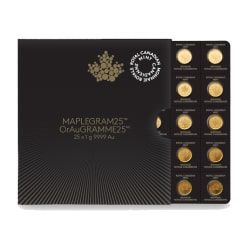 2016 25x1 Gram Canadian Gold Maplegram25™ Coin Sheet - in Assay