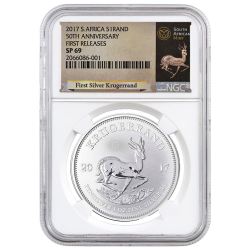 2017 South African Krugerrand Silver Coin 1 oz - NGC SP-69 First Releases White Core
