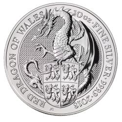 2018 10 oz Queen's Beasts Red Dragon of Wales Silver Coin