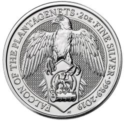2019 2 oz Queen's Beasts Falcon of the Plantagenets Silver Coin