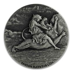 2019 2 oz Samson Slays The Lion Silver Coin - Biblical Series