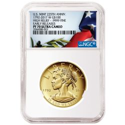 NGC PF-70 2017 Gold High Relief American Liberty Coin - 225th Anniversary Release