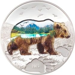 2021 2 oz Bear Ultra High Relief Proof Silver Coin | Into the Wild