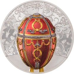 2022 2 oz Mongolia Fabergé - Rosebud Egg Silver Proof Coin