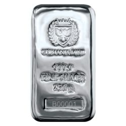 250 Gram Germania Mint Silver Bar - Lowest Price Online
