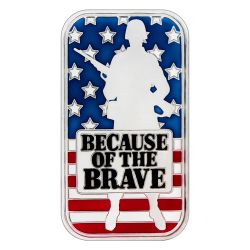 Because of the Brave 1 oz Silver Bar - Enameled Flag
