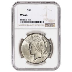 Pre-1935 NGC MS-64 Peace Silver Dollar - Random Year