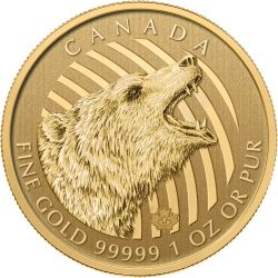 2016 1 oz Gold Roaring Grizzly Royal Canadian Mint - Call of the Wild - .99999