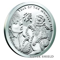 2016 Silver Shield Year of the Monkey - 1 oz Silver BU