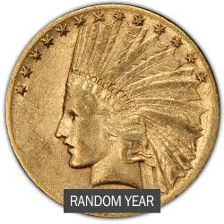 $10 Indian Eagle Gold Coin Random Year  |  VF+