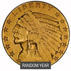 $5 Indian Eagle Gold Coin (Cleaned/Jewelry Grade) - Random Year