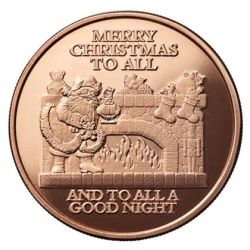 Santa Fireplace 1 oz Copper Round - Osborne Mint