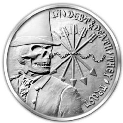 Silver Bullet Shield Shield Debt and Death 1 oz Silver Round