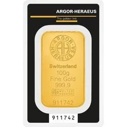100 gram Argor-Heraeus Kinebar Gold Bar