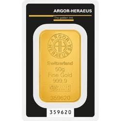 50 gram Argor-Heraeus Kinebar Gold Bar