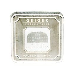 500 Gram Geiger Security Square Silver Bar 