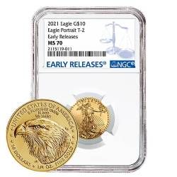 2021 1/4 oz NGC MS-70 Early Releases Type 2 American Gold Eagle Coin