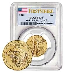 2021 1/2 oz PCGS MS-70 First Strike Type 2 American Gold Eagle Coin