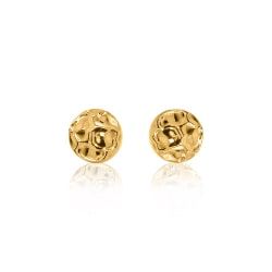 Gold Hammered Disc 24k Earrings | SD24K