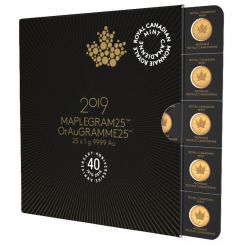 2019 25x1 Gram Canadian Gold Maplegram25™ Coin Sheet - in Assay